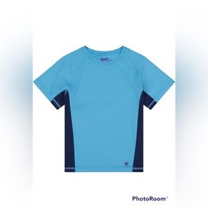Beach Bros Little Boys Navy Blue and Turquoise Short Sleeve Rash-guard| 4T
